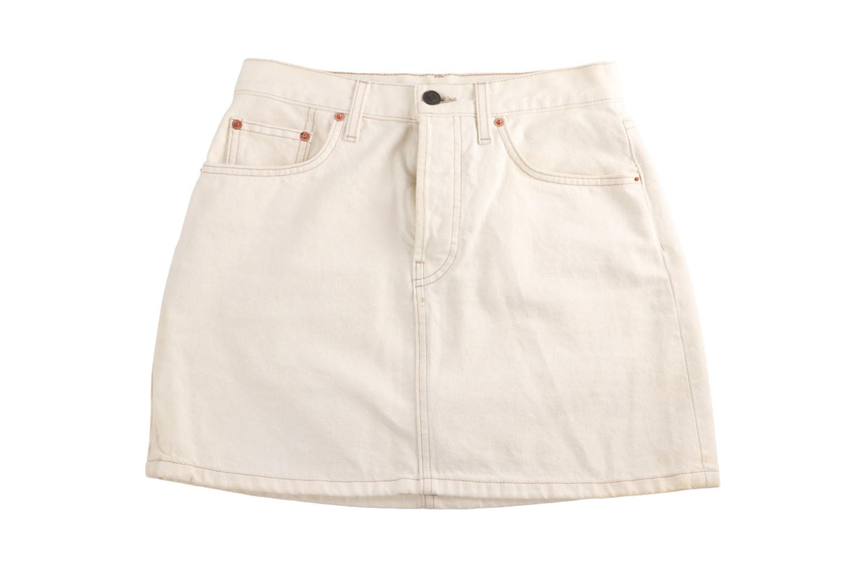 WHITE DENIM MINI SKIRT