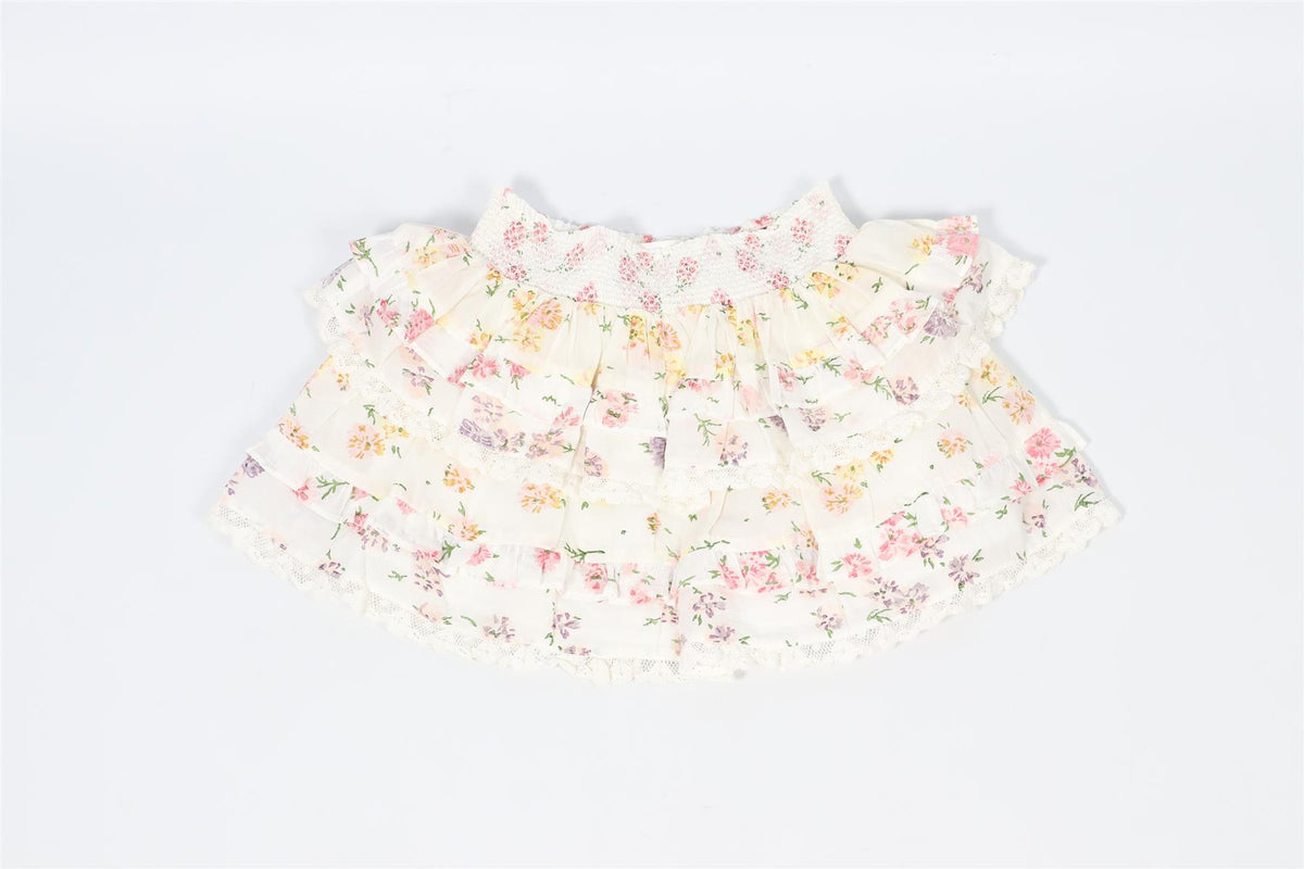 LOVESHACKFANCY WHITE KIDS GIRLS COTTON SKIRT 7-8 YEARS