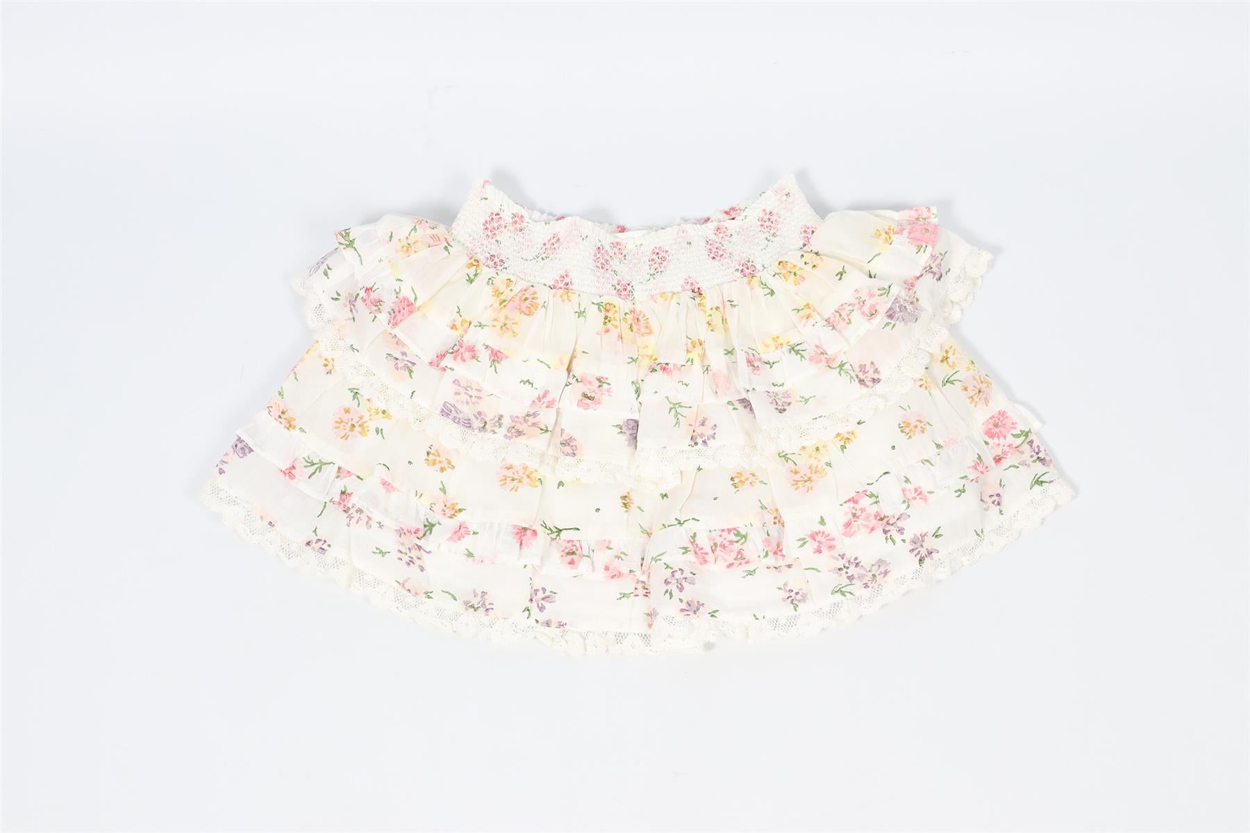 LOVESHACKFANCY WHITE KIDS GIRLS COTTON SKIRT 7-8 YEARS