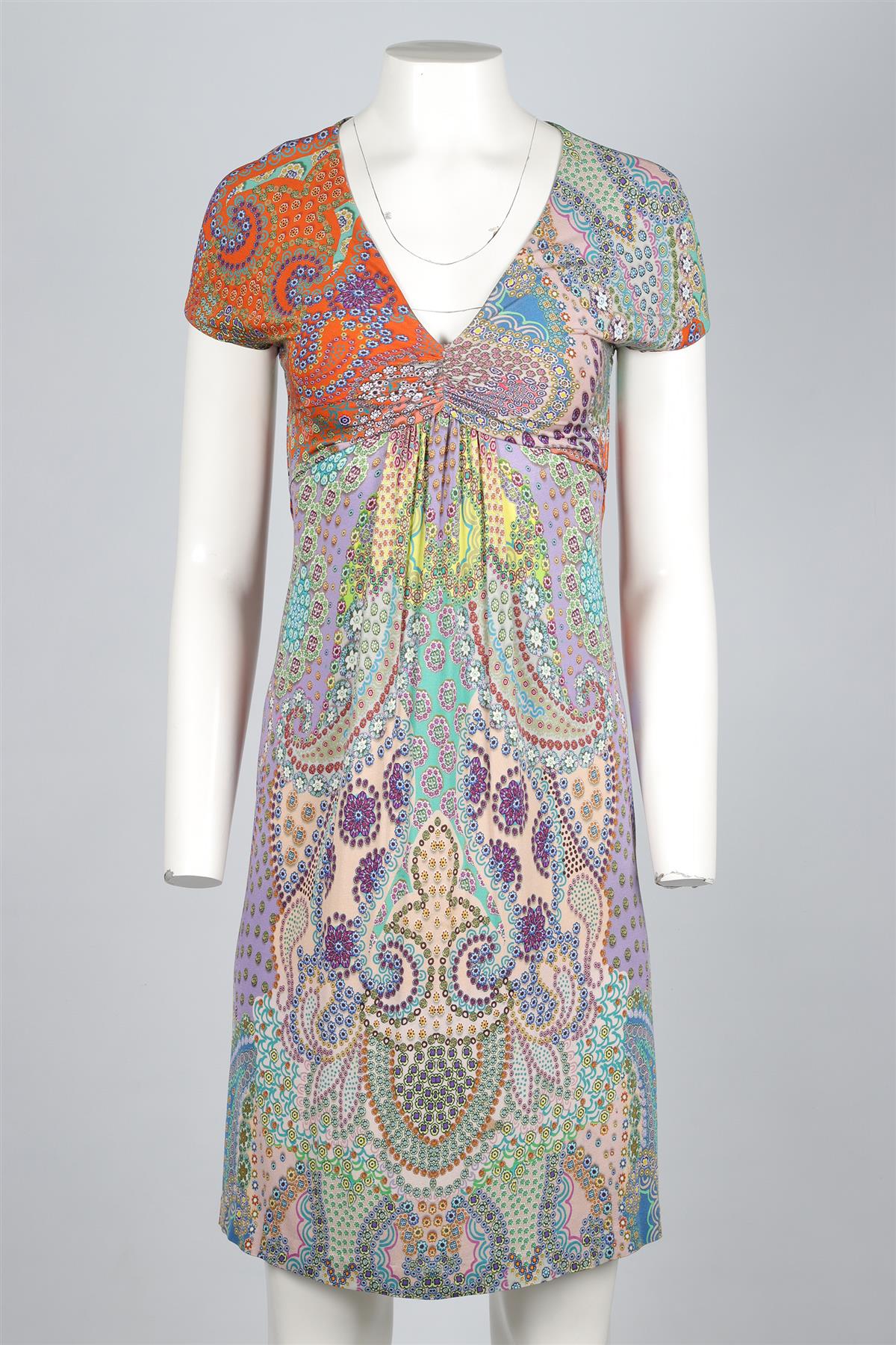 ETRO MULTI SILK MINI DRESS IT 38 UK 6