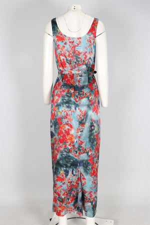 ERDEM BLUE SILK MAXI DRESS UK 10 US 6