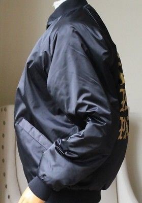 PABLO BLACK SATIN BOMBER JACKET MEDIUM