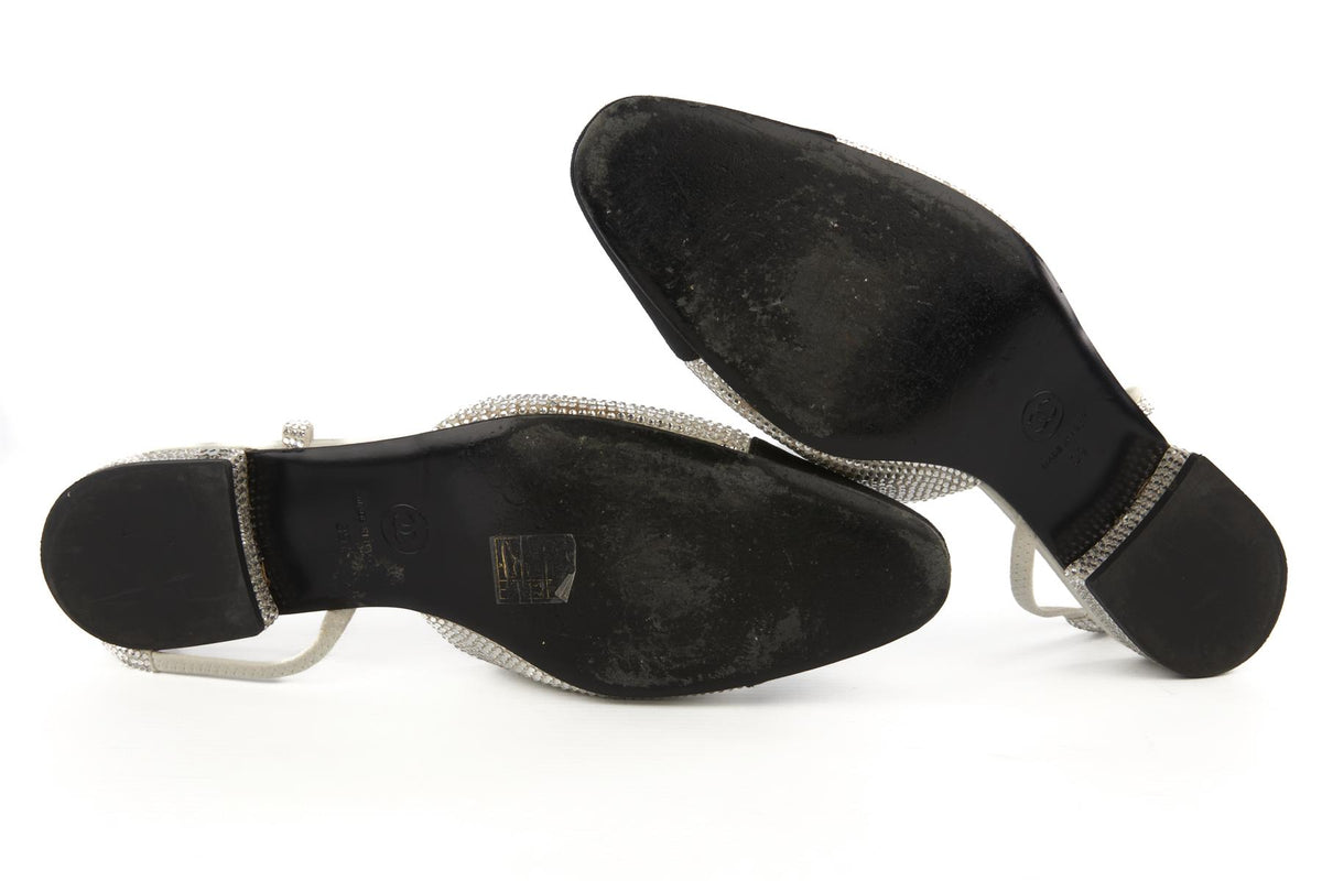 CHANEL ECRU 2025 CRYSTAL SLINGBACK PUMPS EU 39 UK 6 US 9
