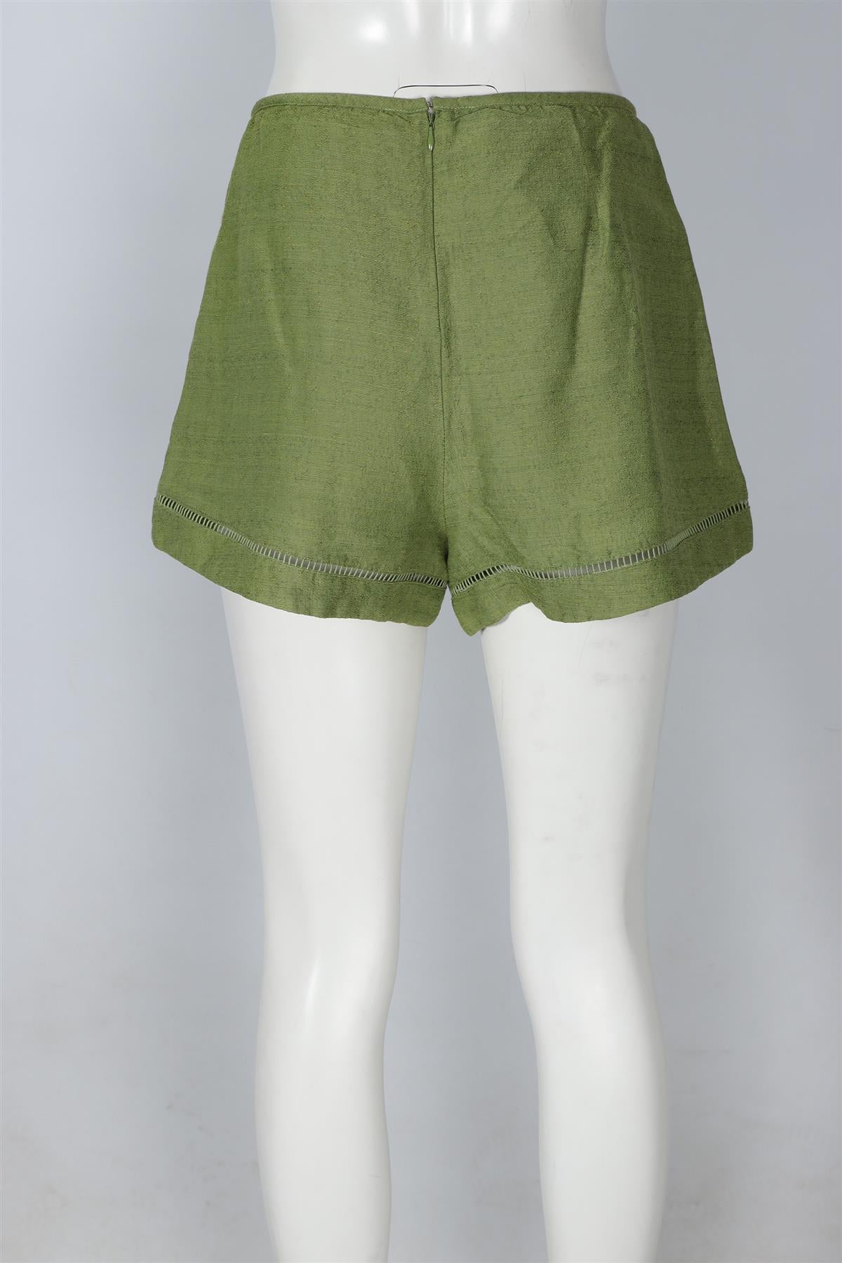 CULT GAIA GREEN SILK SHORTS MEDIUM