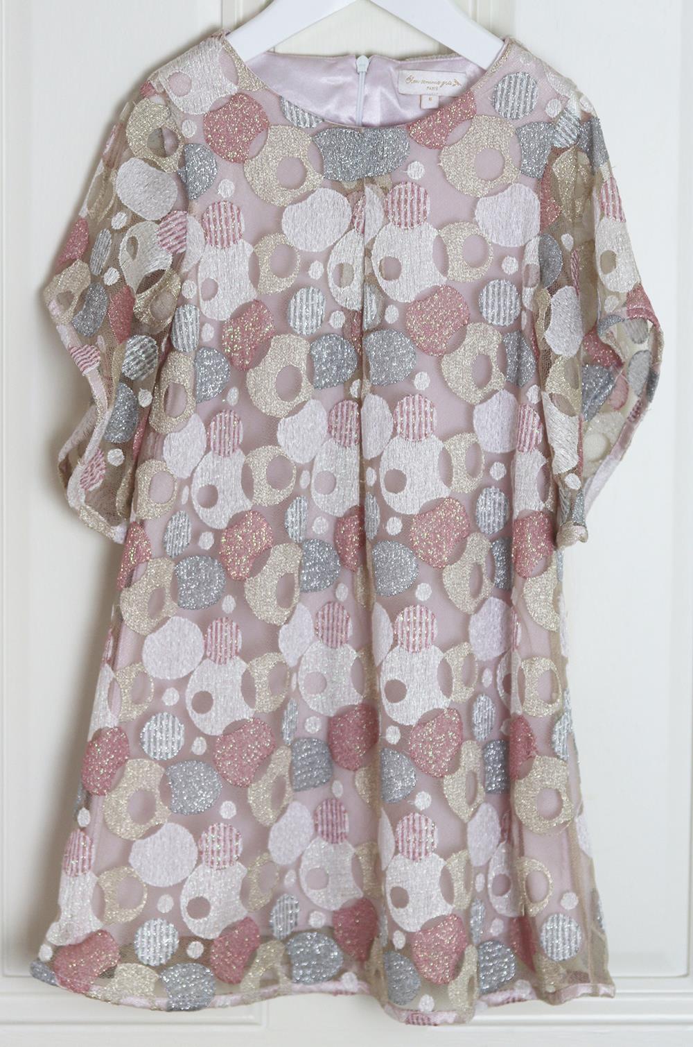 BLEU COMME GRIS KIDS GIRLS METALLIC EMBROIDERED DRESS 6 YEARS