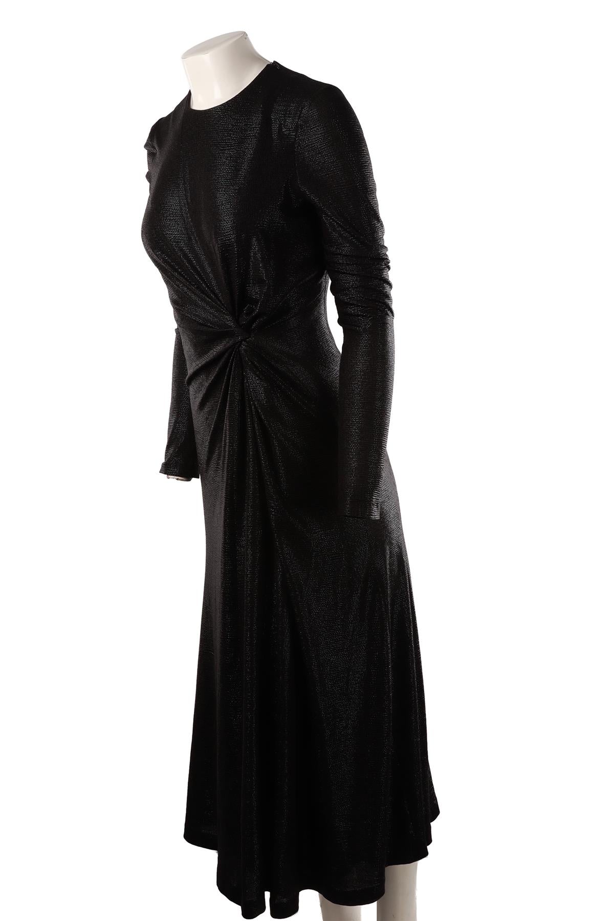 BLACK TEXTURED MAXI DRESS