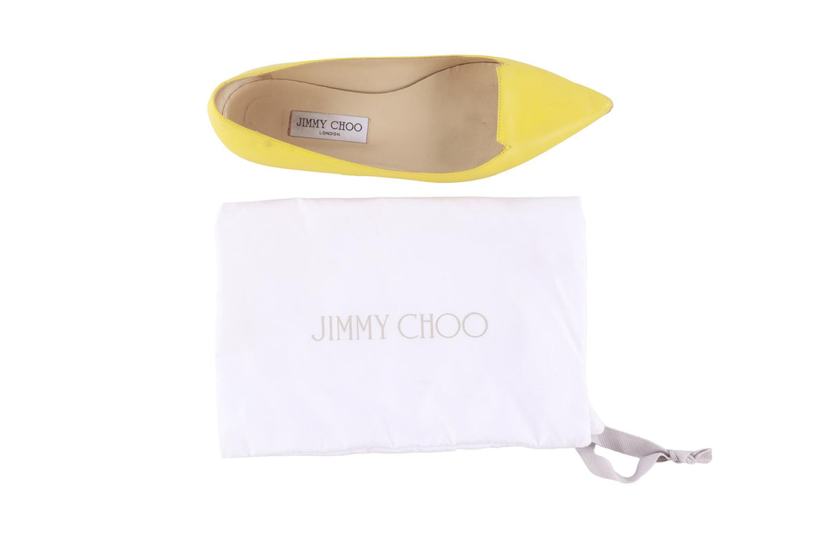 JIMMY CHOO YELLOW LEATHER BALLET FLATS EU 39 UK 6 US 9