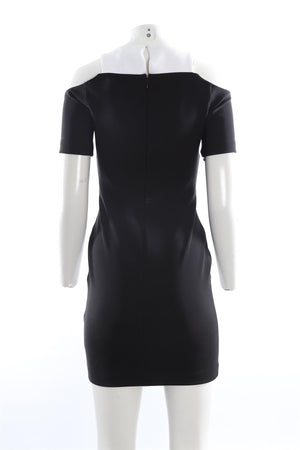 MUGLER BLACK CREPE MINI DRESS IT 38 UK 6