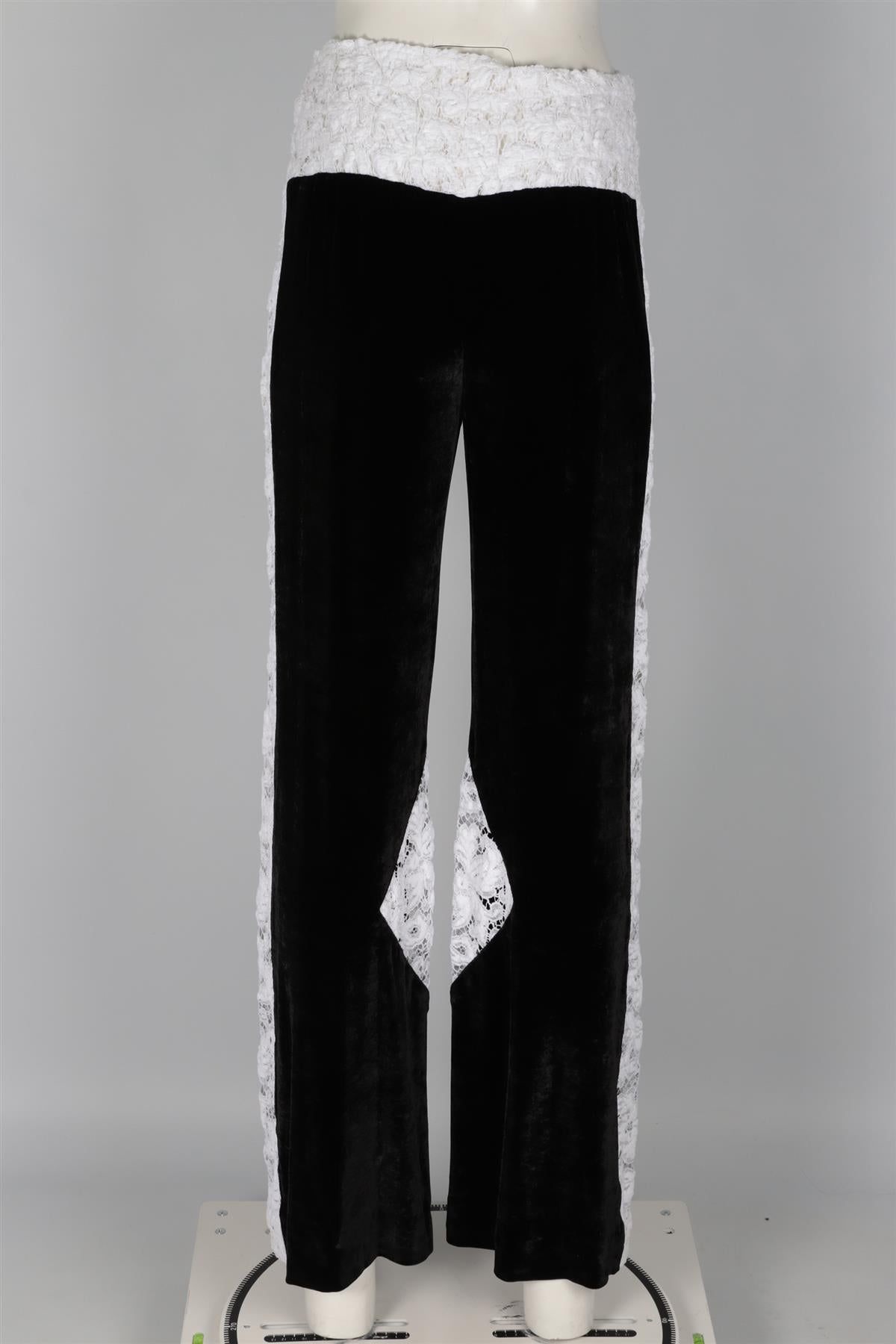 CHANEL BLACK 2021 VELVET WIDE LEG PANTS FR 38 UK 10
