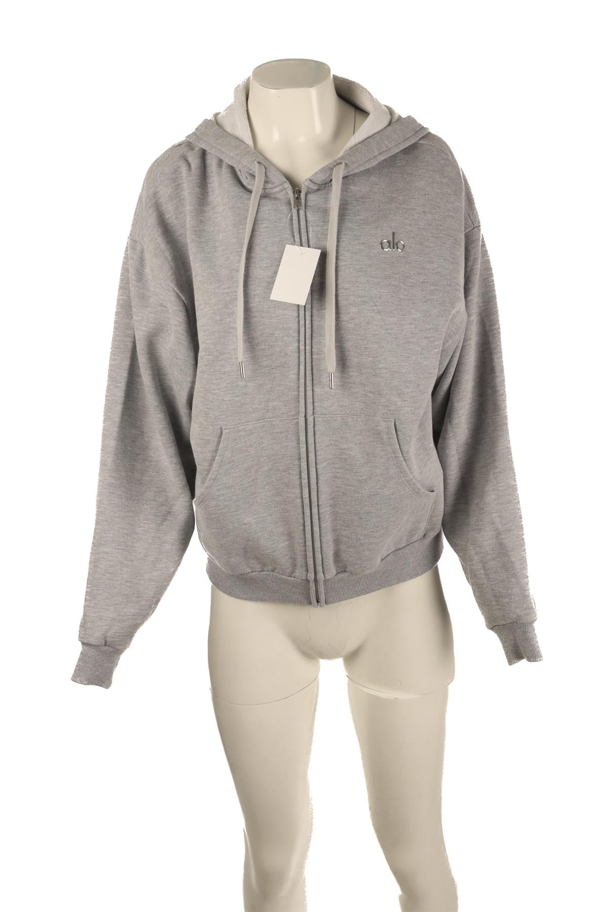 ALO YOGA GREY COTTON HOODIE XXSMALL