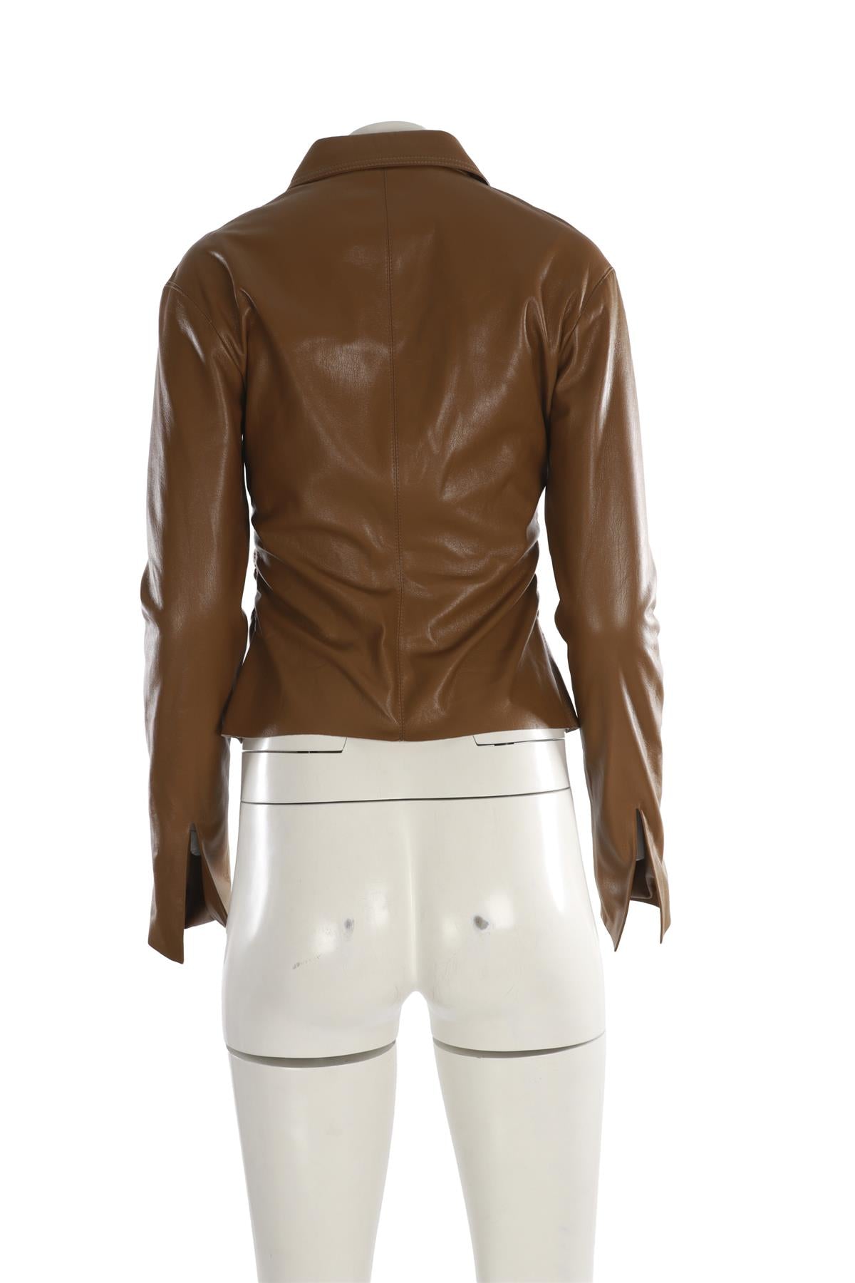 NANUSHKA TAN FAUX LEATHER SHIRT MEDIUM