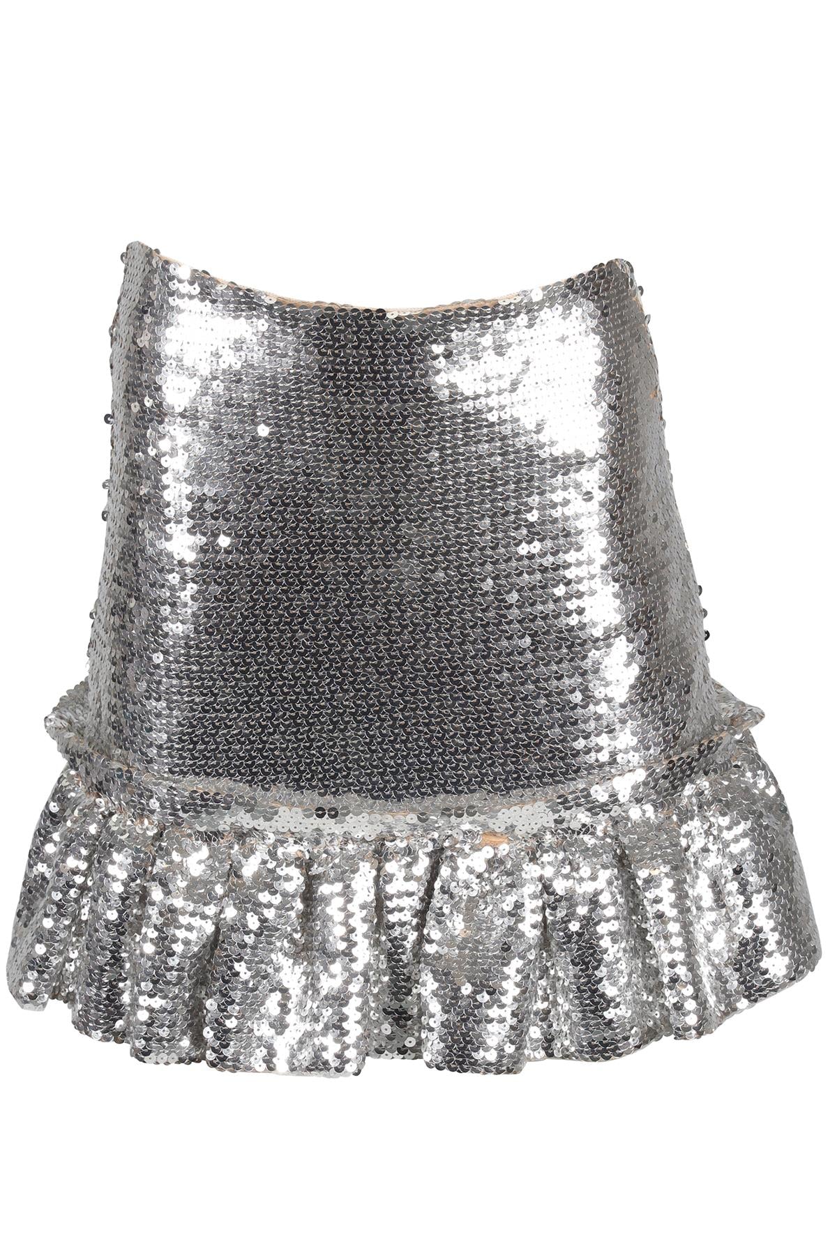 PACO RABANNE SILVER SEQUIN MINI SKIRT FR 36 UK 8