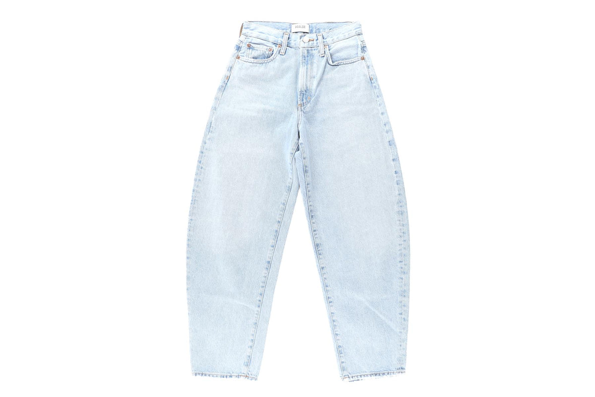 AGOLDE BLUE HIGH RISE BARREL LEG JEANS W24 UK 6