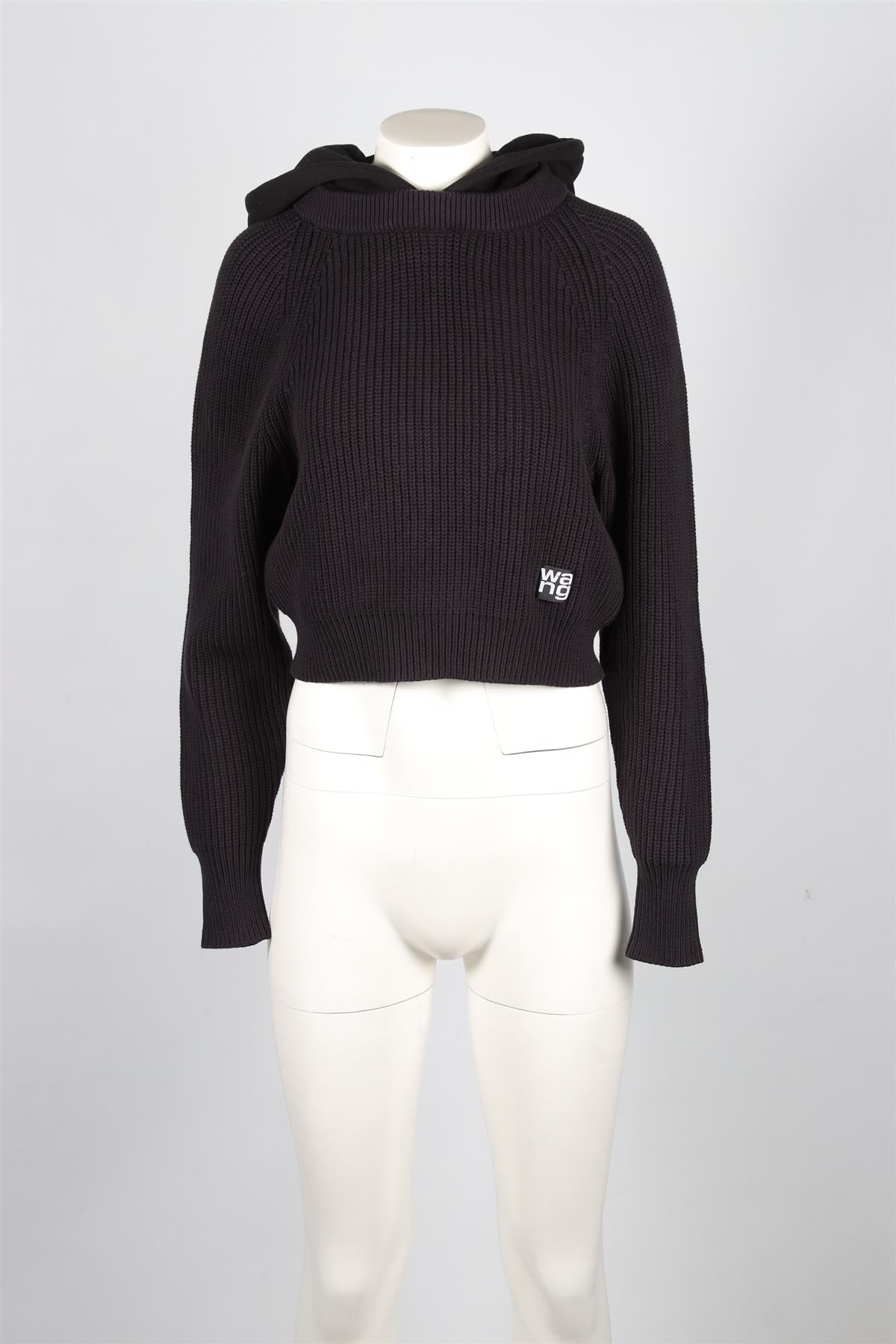 ALEXANDER WANG BLACK COTTON HOODIE XSMALL