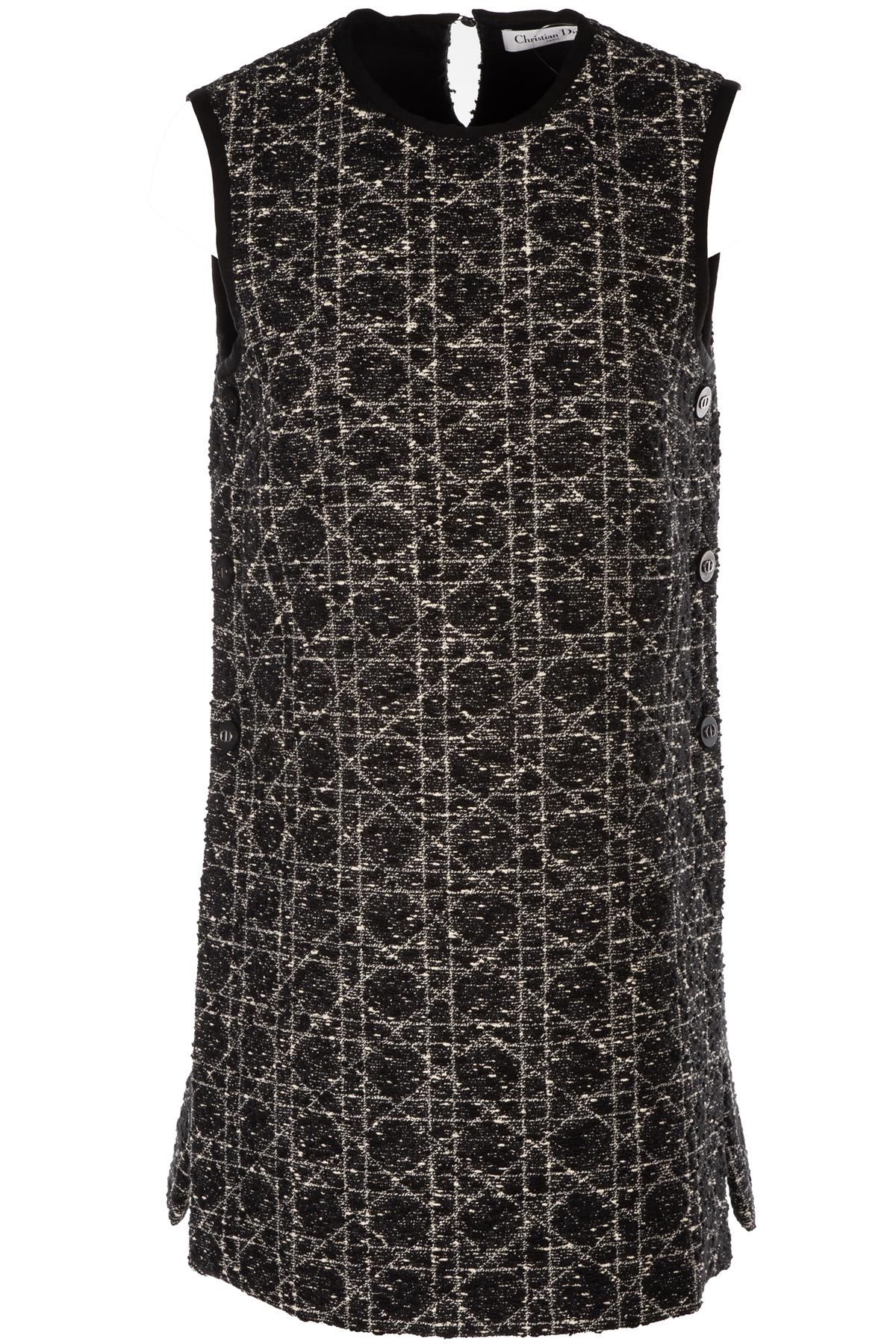 CHRISTIAN DIOR BLACK MACROCANNAGE COTTON MINI DRESS FR 36 UK 8