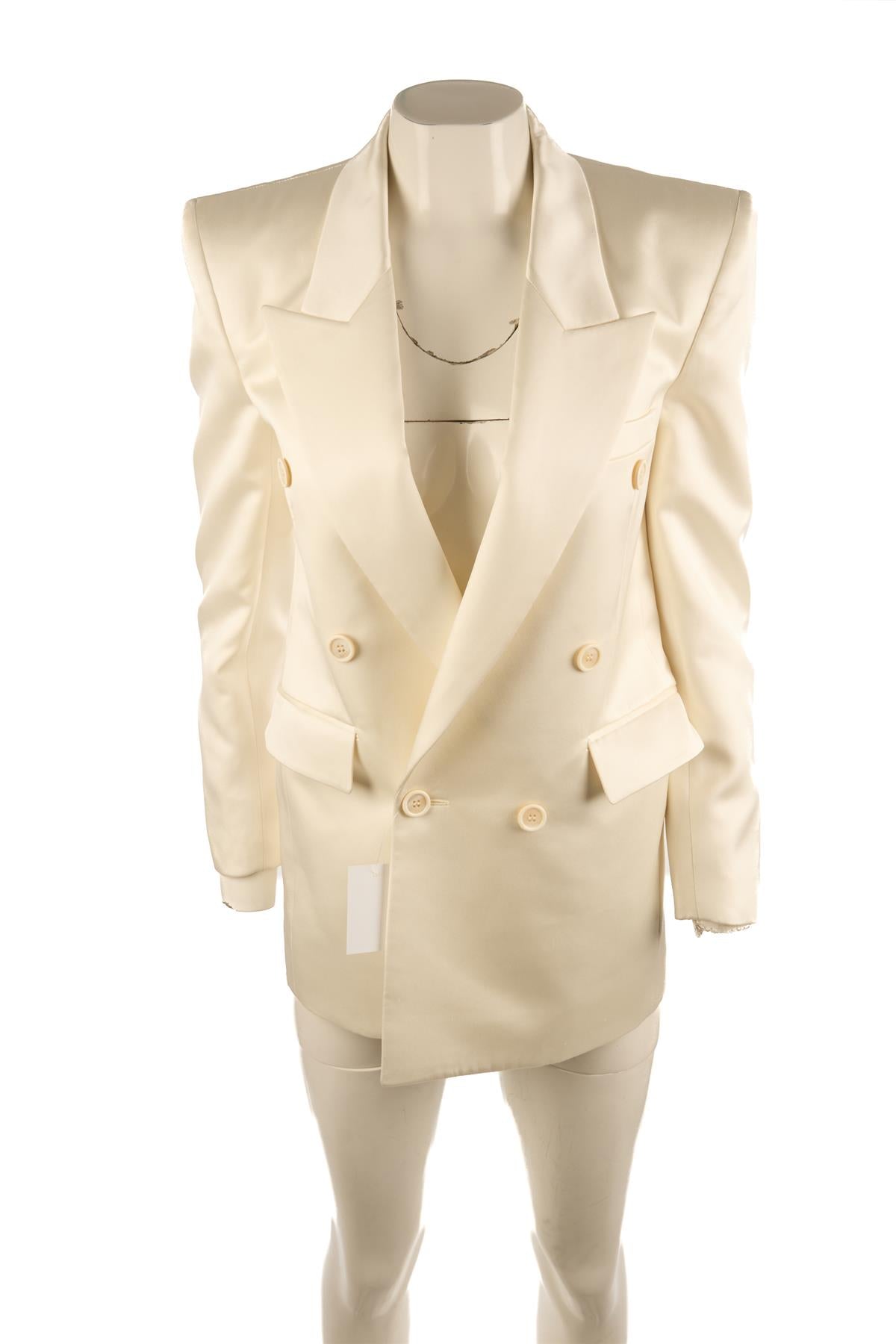 SAINT LAURENT IVORY SILK BLAZER FR 36 UK 8