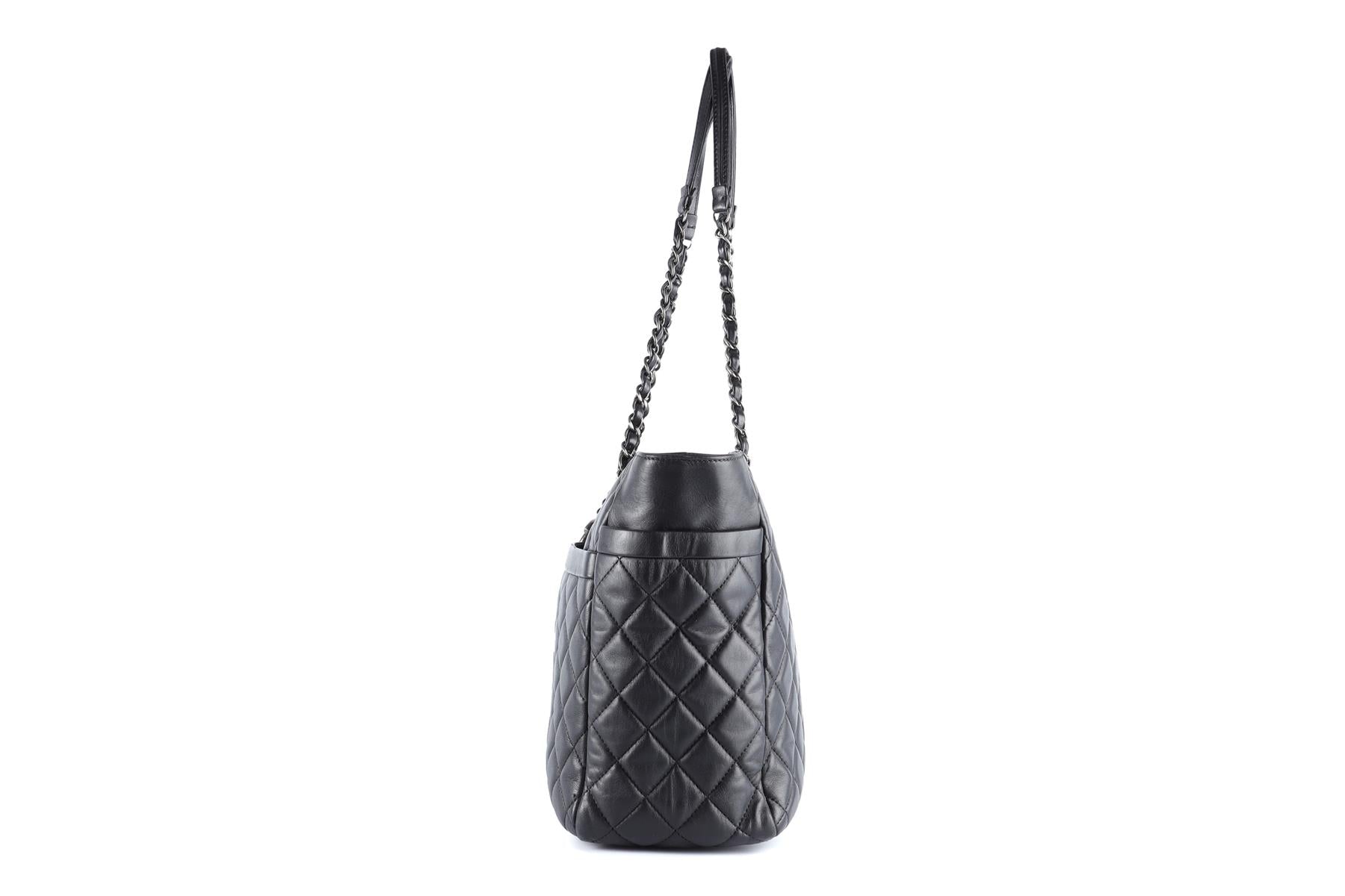 CHANEL BLACK 2014 SMALL QUILTED LEATHER TOTE BAG