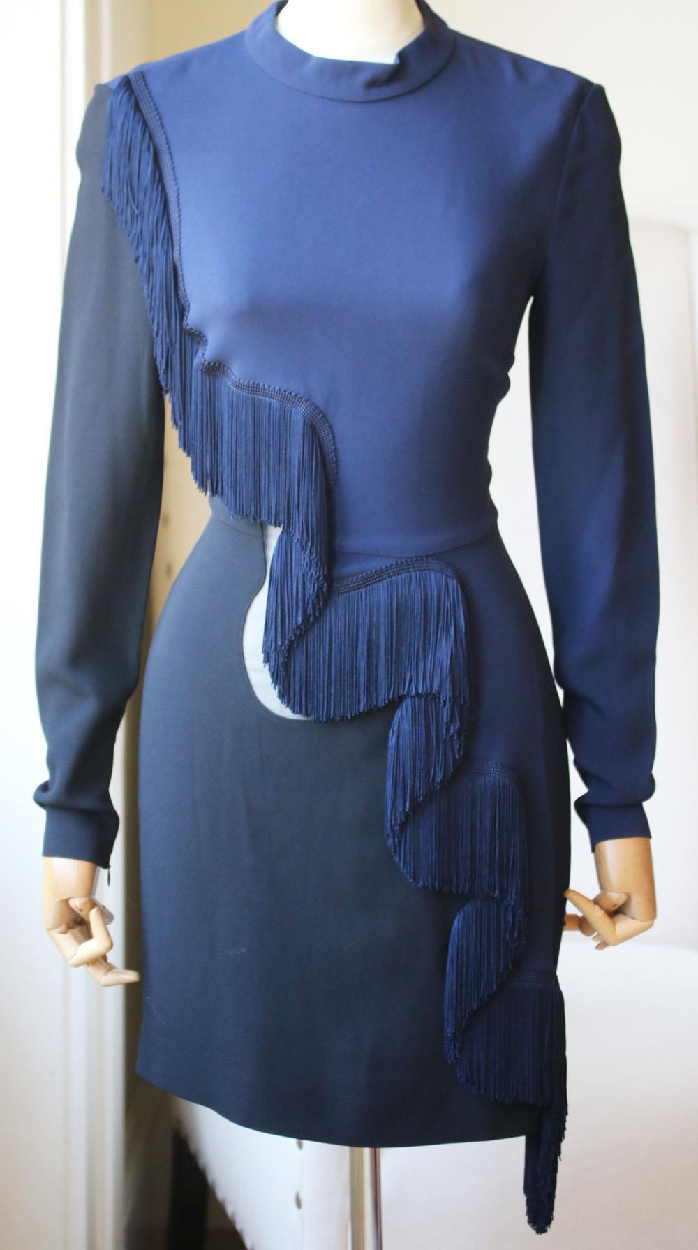 STELLA MCCARTNEY ALBA FRINGED CREPE MINI DRESS IT 40 UK 8
