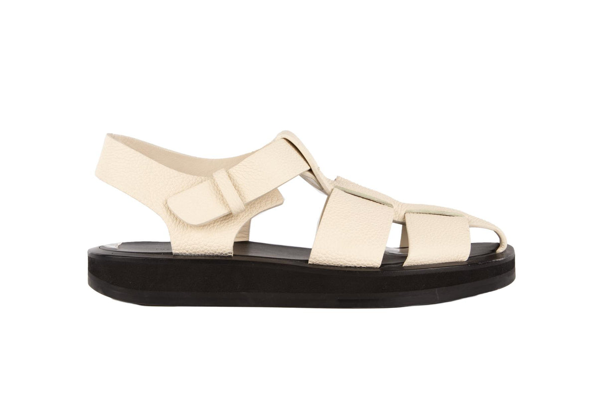 THE ROW IVORY FISHERMAN LEATHER SANDALS EU 38 UK 5 US 8