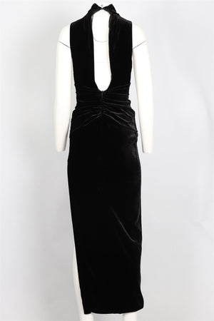 ALESSANDRA RICH BLACK VELVET MIDI DRESS IT 38 UK 6