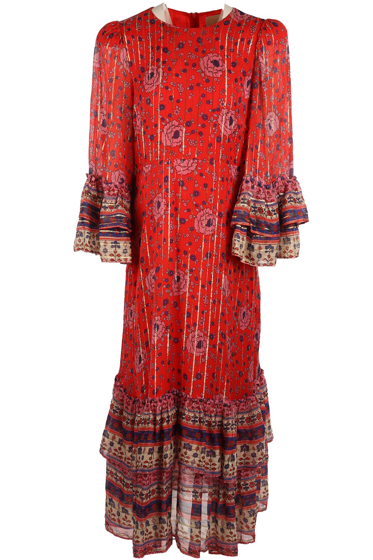 QUEENS OF ARCHIVE RED CREPE MAXI DRESS MEDIUM