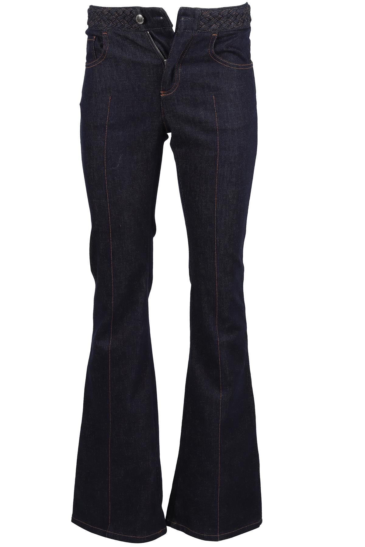 CHLOÉ NAVY HIGH RISE FLARED JEANS FR 36 UK 8
