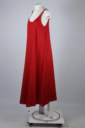 LESET RED COTTON MAXI DRESS XSMALL