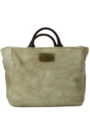 NICOLE DE RIVALS CALF HAIR AND LEATHER TOTE BAG