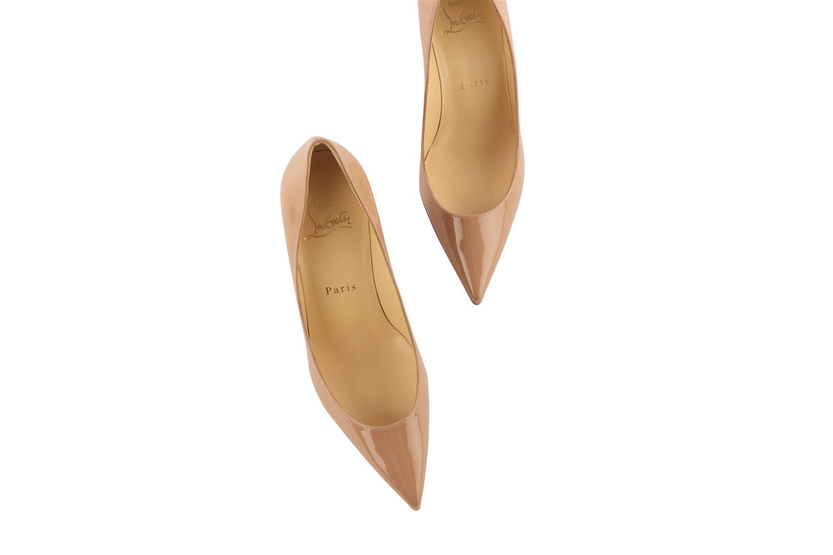 CHRISTIAN LOUBOUTIN TAN PATENT LEATHER PUMPS EU 35 UK 2 US 5