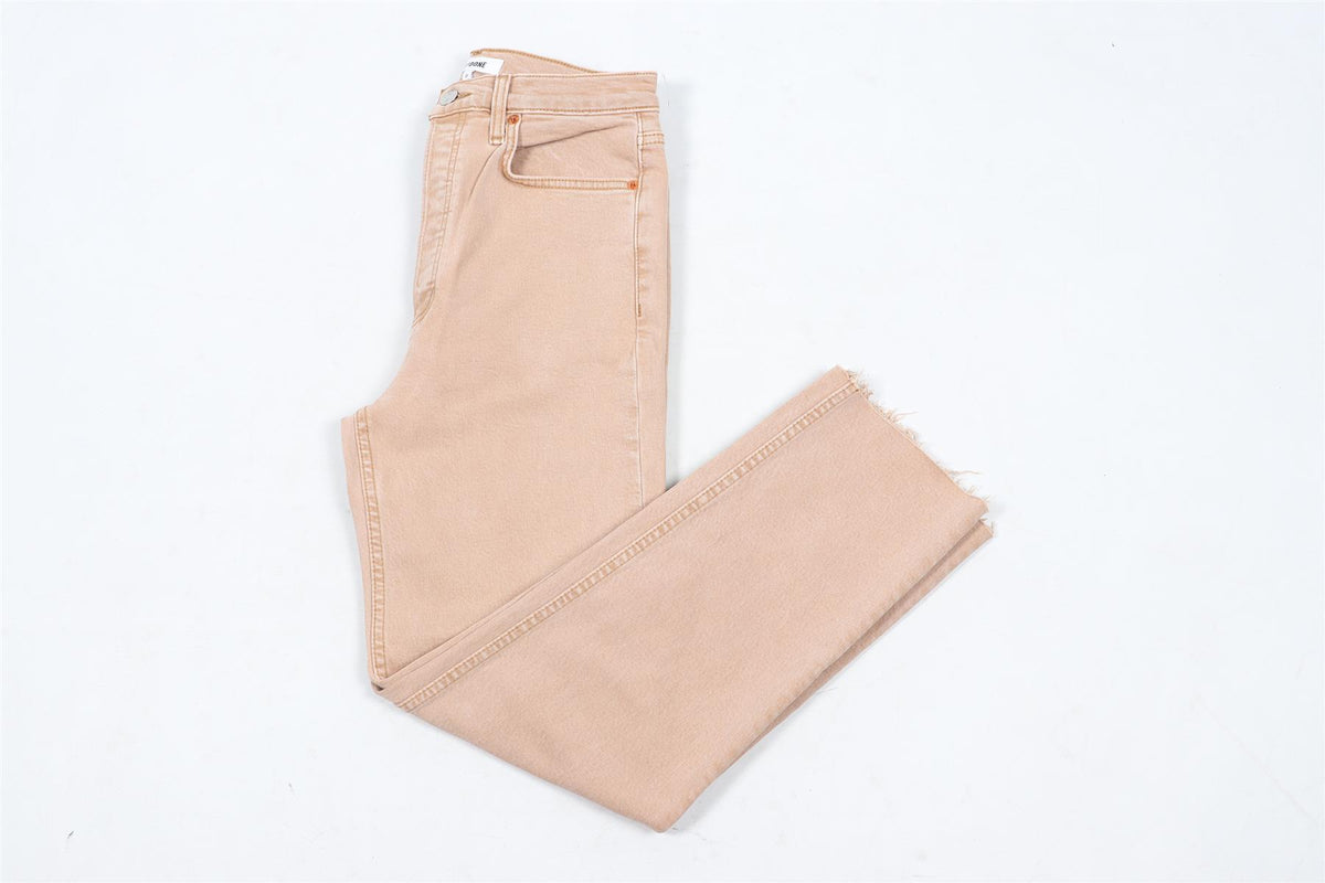 RE/DONE TAN HIGH RISE STRAIGHT LEG JEANS W27 UK 8-10