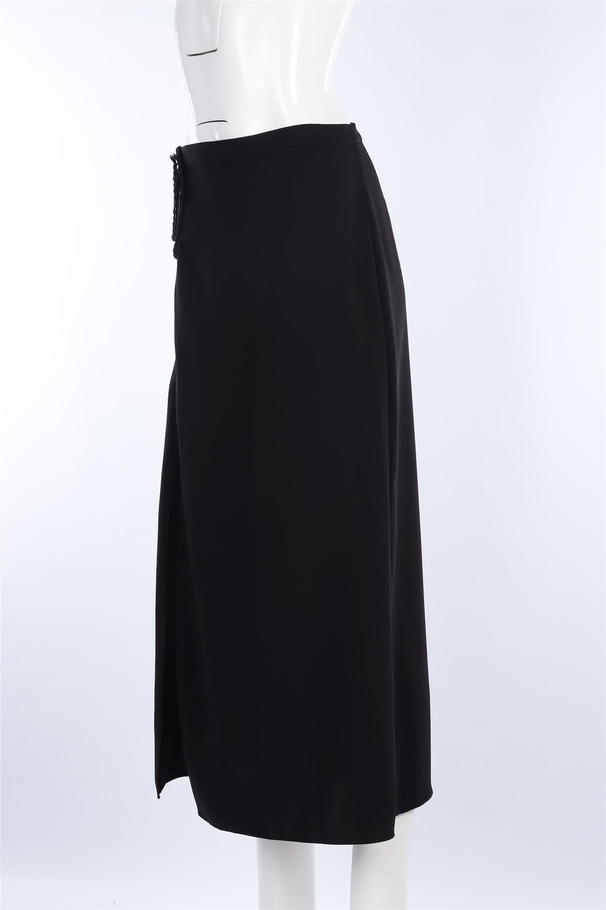 JOHANNA ORTIZ BLACK CREPE MIDI SKIRT US 4 UK 8