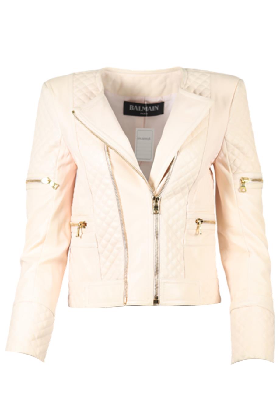 BALMAIN LEATHER BIKER JACKET FR 38 UK 10
