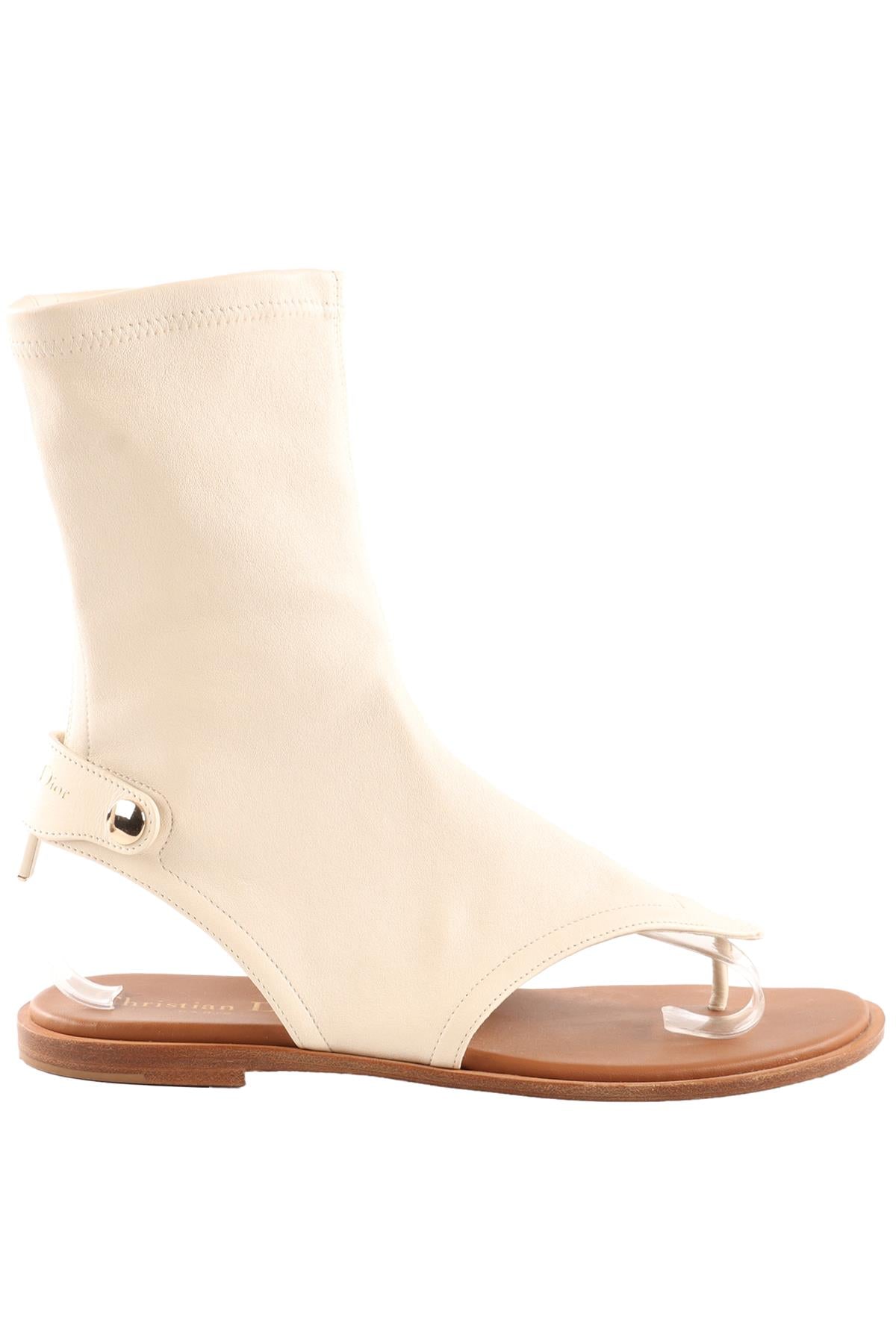 CHRISTIAN DIOR CREAM SPORIT LEATHER THONG SANDALS EU 36 UK 3 US 6