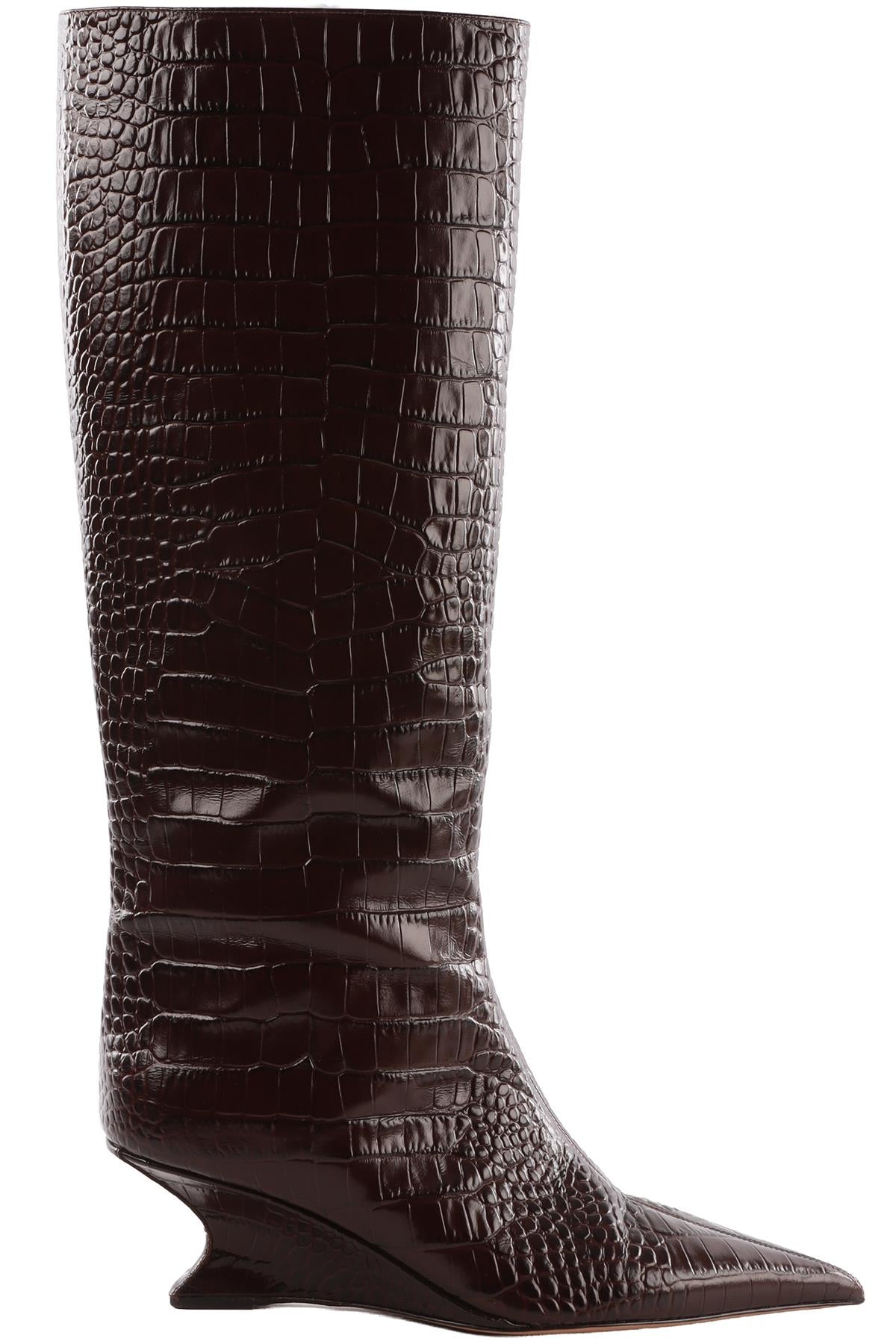 BROWN LEATHER KNEE HIGH BOOTS