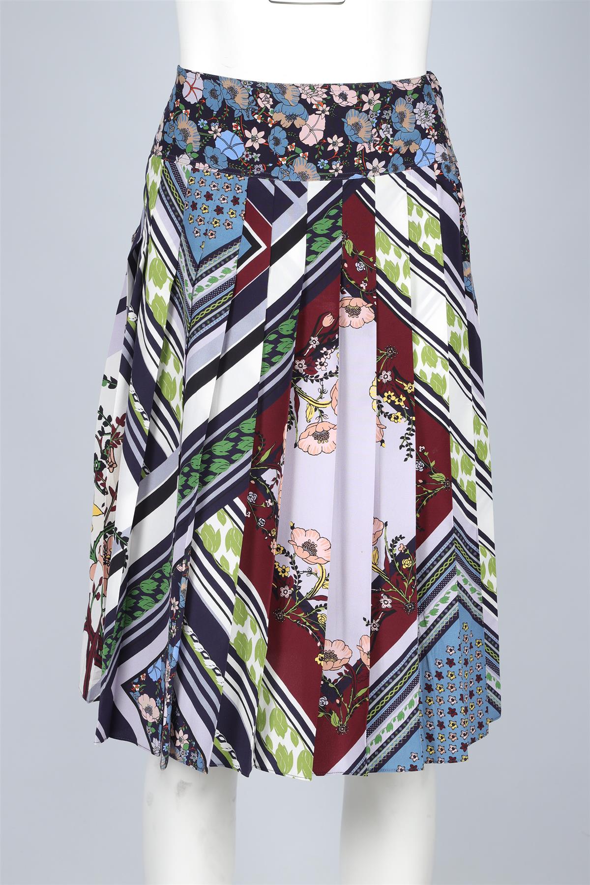 TORY BURCH MULTI SILK MIDI SKIRT US 8 UK 12