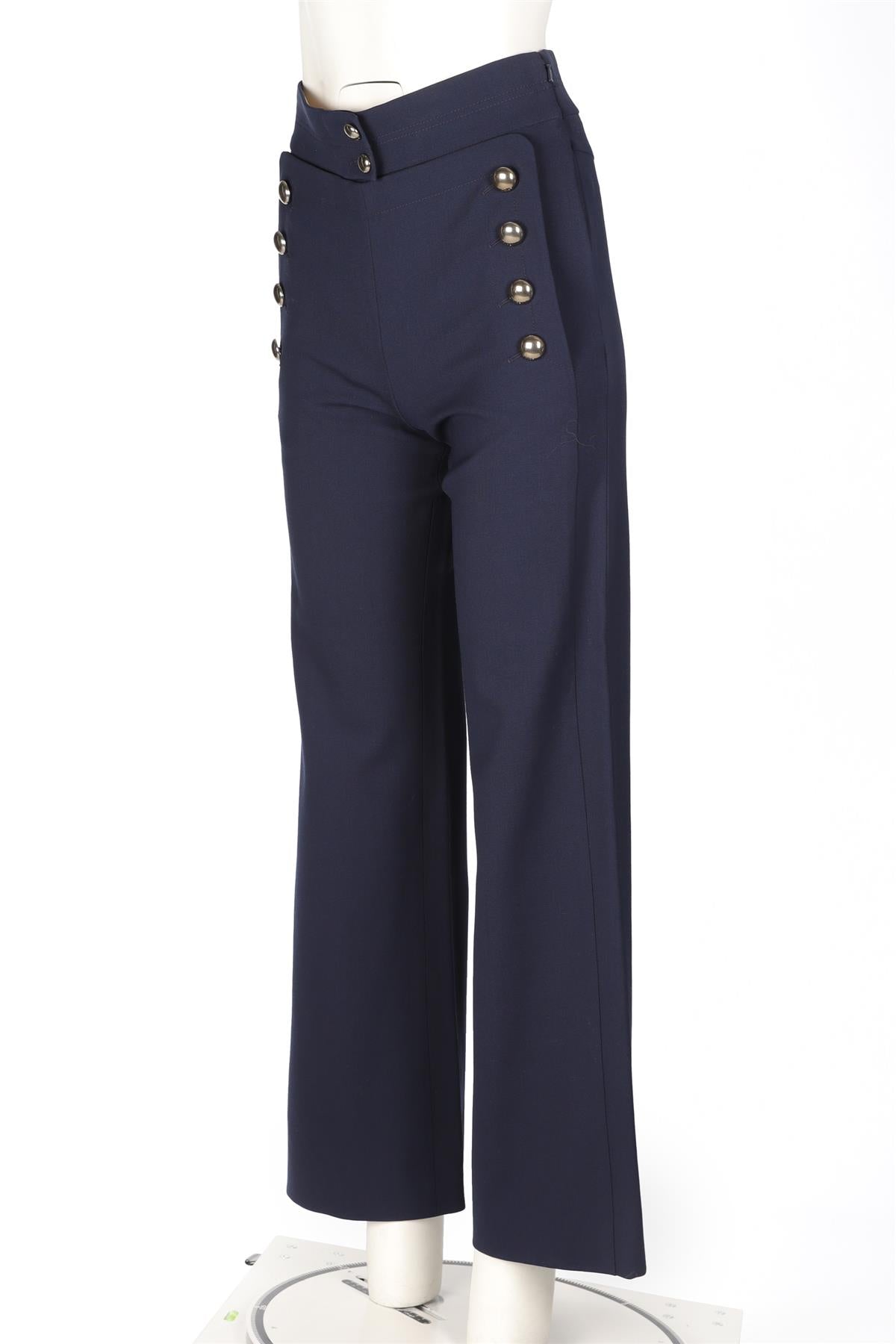CHLOÉ NAVY WOOL WIDE LEG PANTS FR 34 UK 6