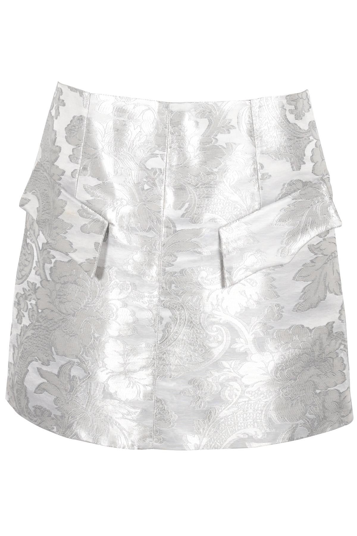LOUIS VUITTON SILVER 2018 JACQUARD MINI SKIRT FR 40 UK 12