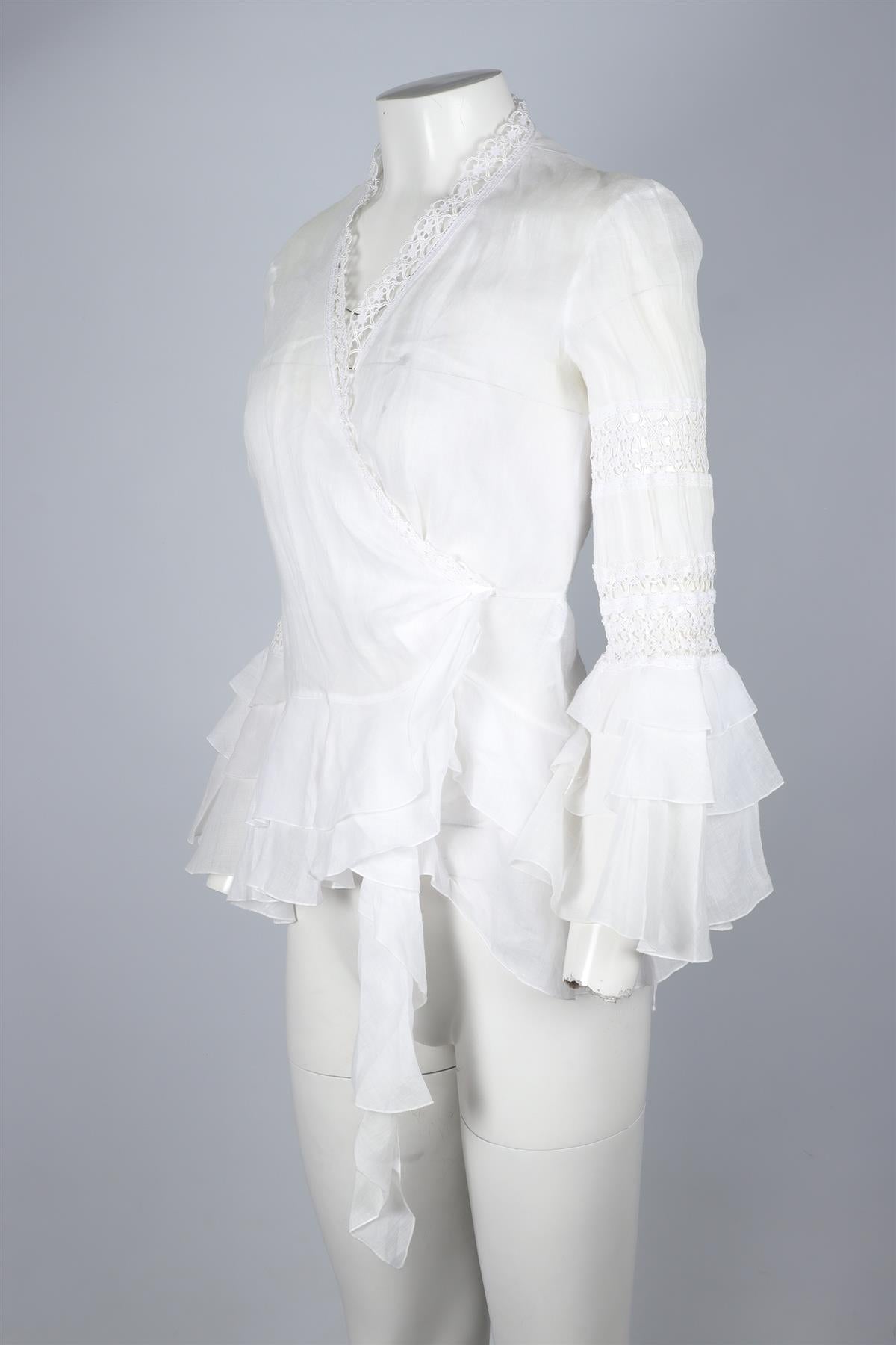 ERMANNO SCERVINO WHITE RAMIE TOP IT 40 UK 8