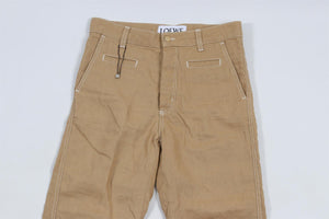 LOEWE BEIGE LINEN STRAIGHT LEG TROUSERS FR 36 UK 8