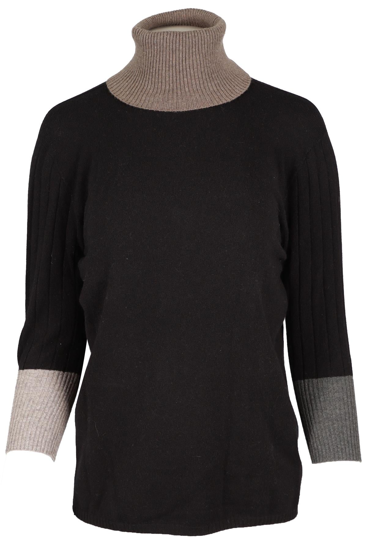 AGNONA BLACK CASHMERE TURTLENECK SWEATER IT 48 UK16