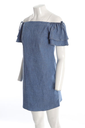 ALICE + OLIVIA BLUE DENIM MINI DRESS MEDIUM