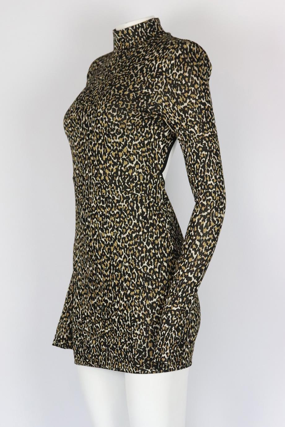 DUNDAS + REVOLVE OPEN BACK LEOPARD JACQUARD STRETCH MINI DRESS SMALL