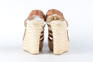 JIMMY CHOO BROWN LEATHER WEDGE SANDALS EU 38 UK 5 US 8