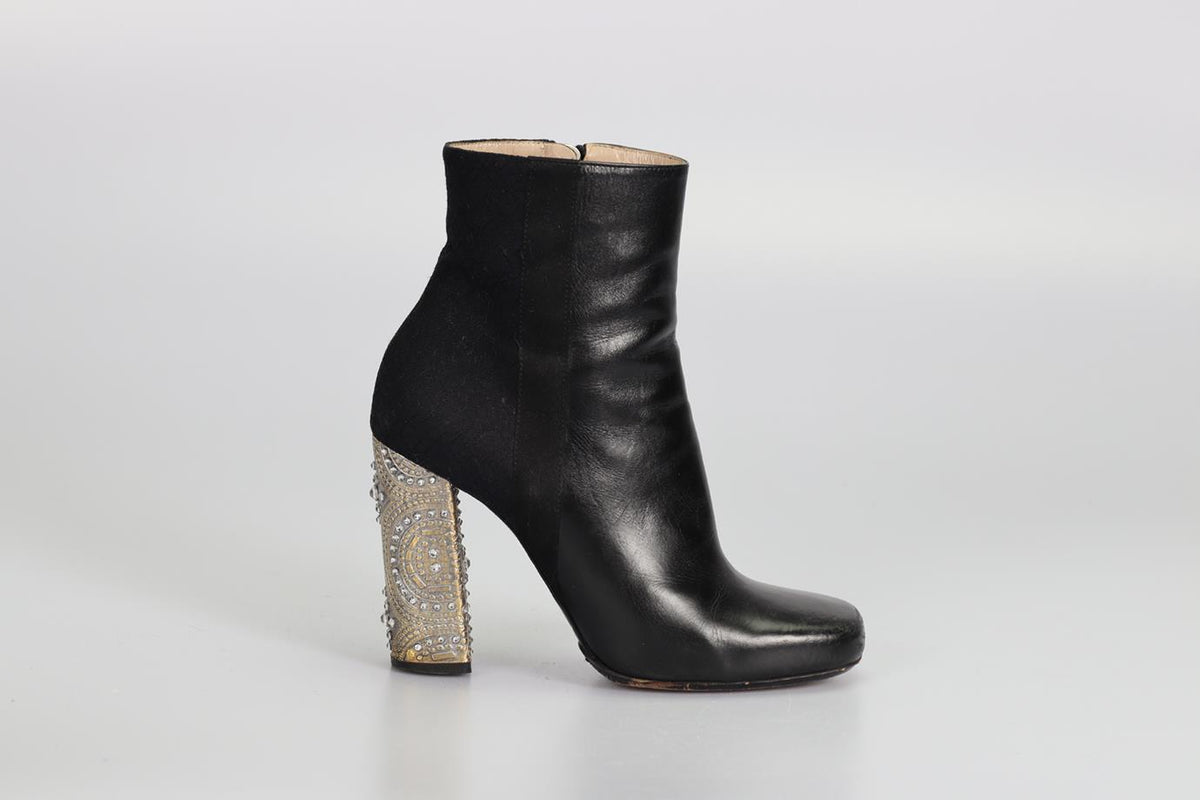 DRIES VAN NOTEN LEATHER ANKLE BOOTS EU 36.5 UK 3.5 US 6.5