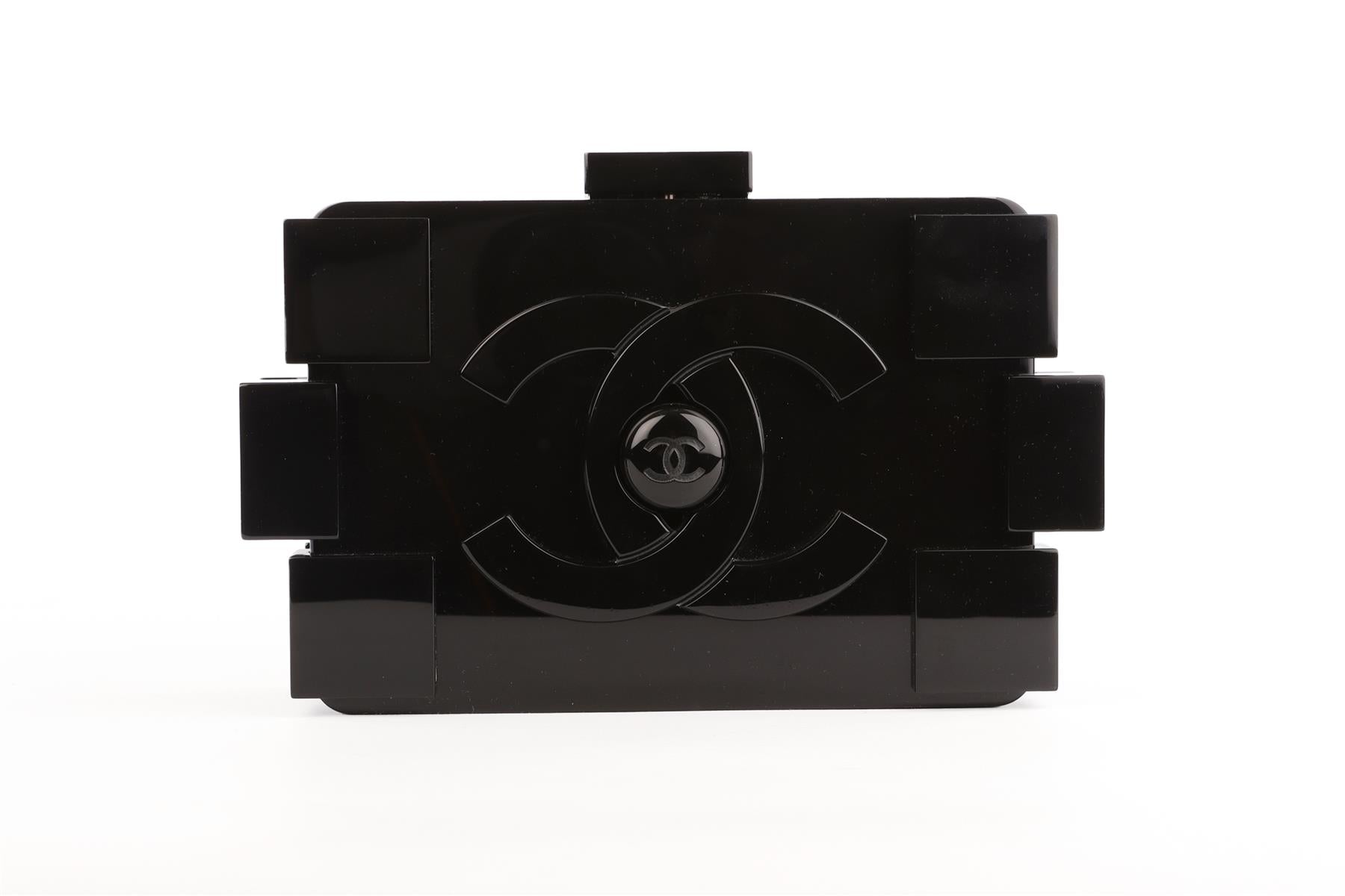 CHANEL BLACK 2014 BOY BRICK LEGO PLEXIGLASS CLUTCH