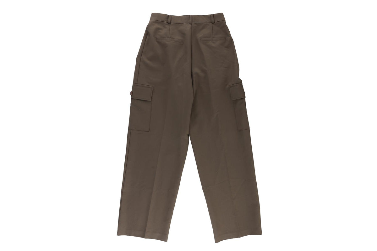 THE FRANKIE SHOP GREEN WOVEN STRAIGHT LEG PANTS MEDIUM