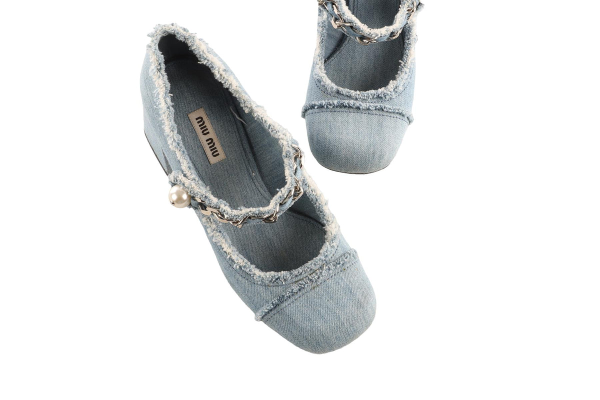 MIU MIU BLUE DENIM PUMPS EU 37 UK 4