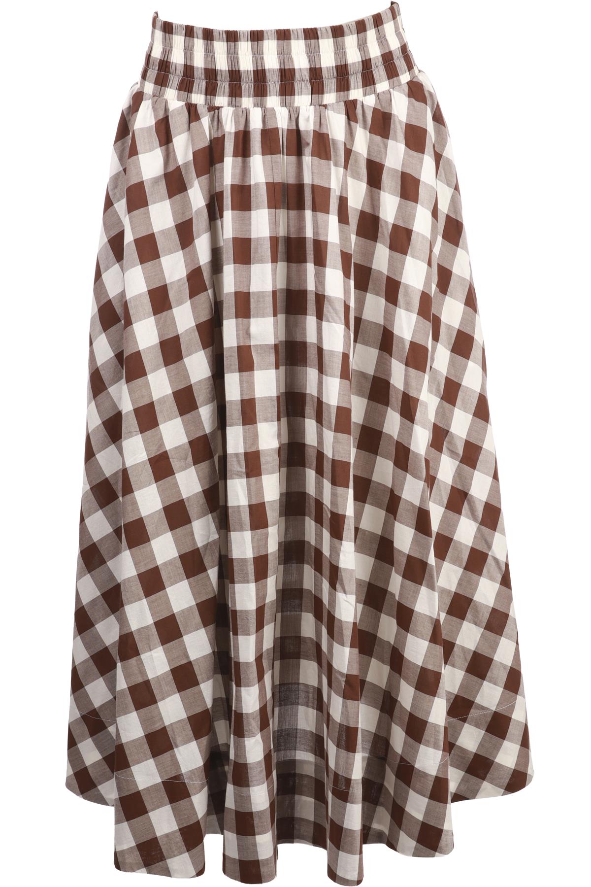 BROWN COTTON MAXI SKIRT