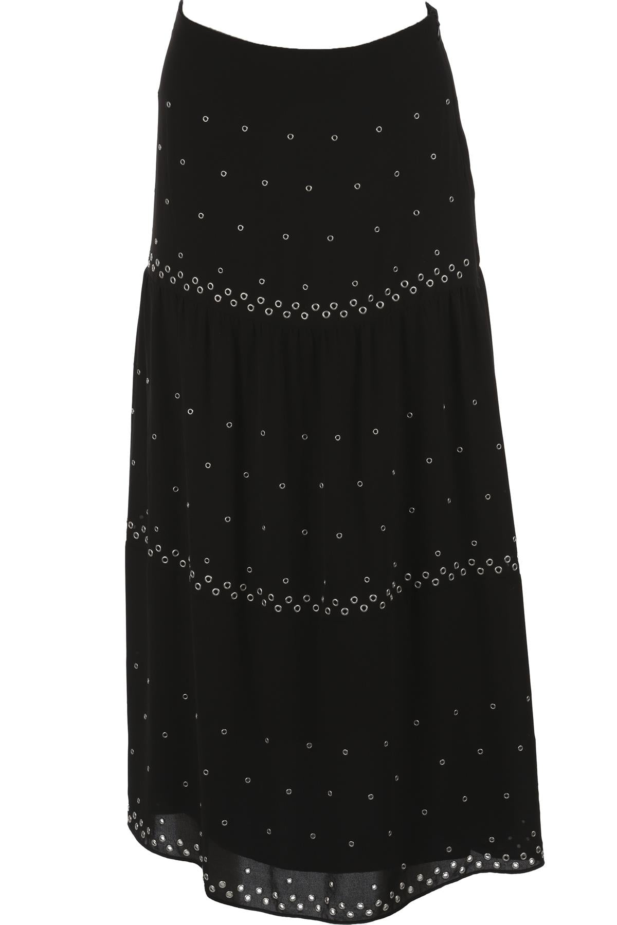 THE KOOPLES BLACK CREPE MAXI SKIRT XSMALL