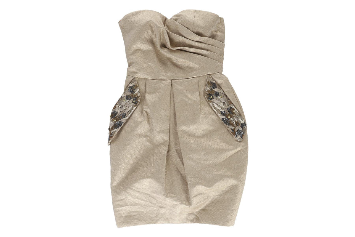 MATTHEW WILLIAMSON GOLD COTTON MINI DRESS UK 8